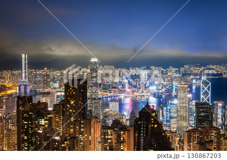 香港 100万ドルの夜景 ビクトリアピークから眺望 香港 100万ドルの夜景 ビクトリアピークから眺望 130867203