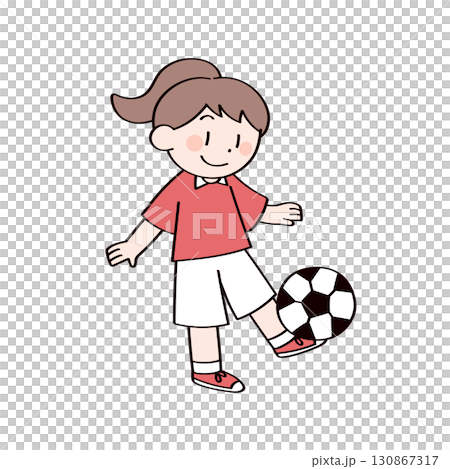 サッカーをする女の子のイラスト 130867317