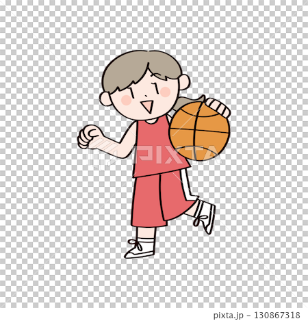 バスケをする女の子のイラスト 130867318