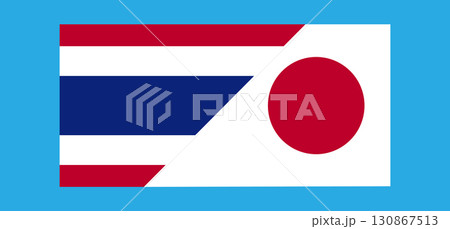 Thailand and Japan Flags Illustration. Friendship between Thailand and Japan. Thailand and Japan Flags Illustration. Friendship between Thailand and Japan. 130867513