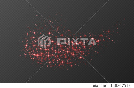 Red sparkling stars, shiny particles light effect, transparent flying stardust texture Red sparkling stars, shiny particles light effect, transparent flying stardust texture 130867518