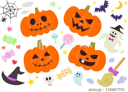 ハロウィンモチーフ　セット　かぼちゃ　おばけ 130867701