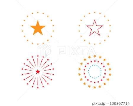 Stars in circle icons. Stars in a round circular illustration. Star circles icon. 130867714