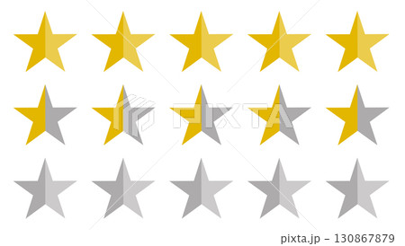 Star shapes in a row best and top quality concept representation graphic five star rating. 130867879