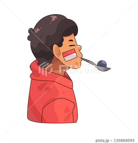 illustration of Lomba Balap Kelereng or traditional marble-on-spoon race illustration of Lomba Balap Kelereng or traditional marble-on-spoon race 130868093