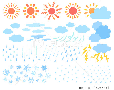 色々な天気のイラストセット 130868311
