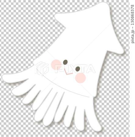 一隻可愛的微笑魷魚的簡單插圖 130868378