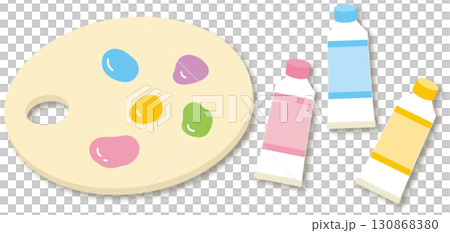 Colorful paints and palette illustration 130868380