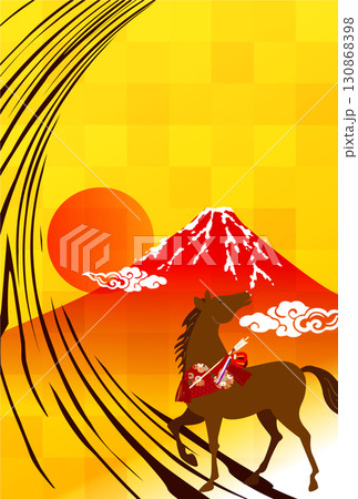 午　年賀状　干支　背景 130868398