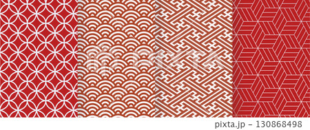 日本の伝統的な和柄セット 130868498