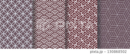 日本の伝統的な和柄セット 130868502