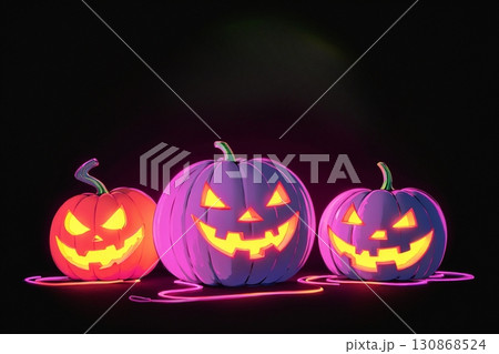 ジャックオーランタン ネオン風 グラデーション ハロウィン装飾 130868524