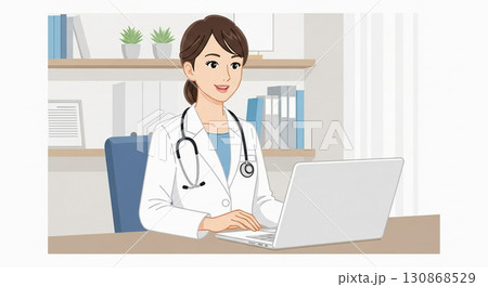 オンライン診療中の女性医師 130868529