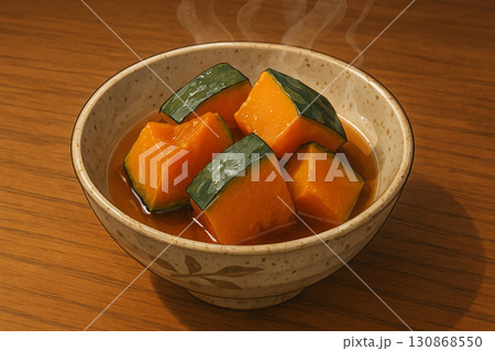 湯気の立つほっこりかぼちゃの煮物 130868550