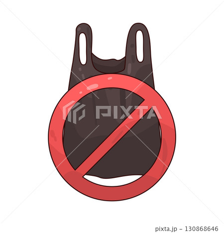 illustration of no plastic bag 130868646