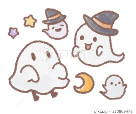 かわいいおばけの仮装したイラスト かわいいおばけの仮装したイラスト 130869479