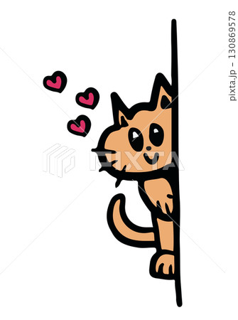 Hand drawn cat hiding behind a wall for cartoon character, comic, mascot, cute patch, kitten drawing, adopt and rescue animal, pet shop, vet, foster home, shelter, paw friend, sticker, Valentine card Hand drawn cat hiding behind a wall for cartoon character, comic, mascot, cute patch, kitten drawing, adopt and rescue animal, pet shop, vet, foster home, shelter, paw friend, sticker, Valentine card 130869578