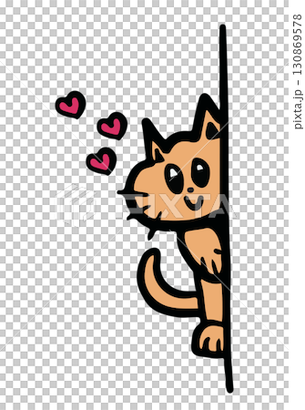 Hand drawn cat hiding behind a wall for cartoon character, comic, mascot, cute patch, kitten drawing, adopt and rescue animal, pet shop, vet, foster home, shelter, paw friend, sticker, Valentine card Hand drawn cat hiding behind a wall for cartoon character, comic, mascot, cute patch, kitten drawing, adopt and rescue animal, pet shop, vet, foster home, shelter, paw friend, sticker, Valentine card 130869578