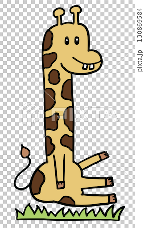 Hand drawn giraffe for animal, farm, zoo, souvenir shop, cartoon character, comic, mascot, pet, vet, cute patches, shirt print, plush toy, kid doll, brooch, countryside, rural area, standee, sticker 130869584