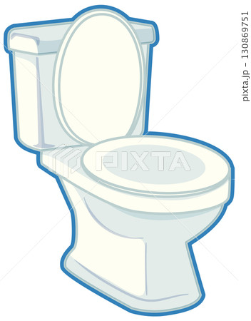 Modern Toilet Bowl Vector Illustration with Blue Outline Modern Toilet Bowl Vector Illustration with Blue Outline 130869751