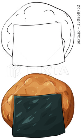 Japanese Rice Ball with Seaweed Vector Illustration 130869752
