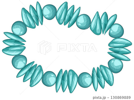 Turquoise Beaded Bracelet Vector Illustration on White Background 130869889
