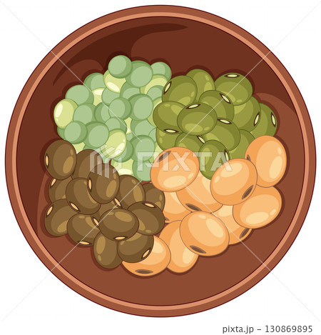 Assorted Lentils in Wooden Bowl Vector Illustration Assorted Lentils in Wooden Bowl Vector Illustration 130869895