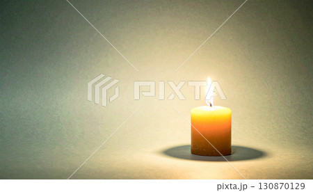Floating Orange Candle Flame with Invisible Wick. Hallowen Concept. Generated Image 130870129
