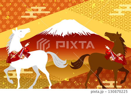 午　年賀状　干支　背景 130870225