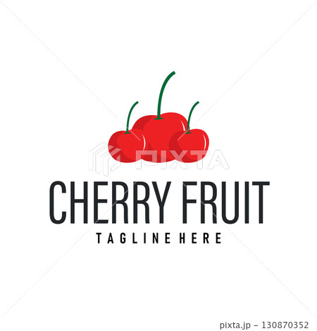 Cherry fruit logo design concept red fruit with silhouette and farmer symbol illustration icon template vector design 130870352