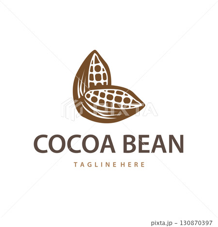 Cocoa bean logo design concept fruit chocolate drink silhouette and plantation symbol illustration icon template vector design Cocoa bean logo design concept fruit chocolate drink silhouette and plantation symbol illustration icon template vector design 130870397