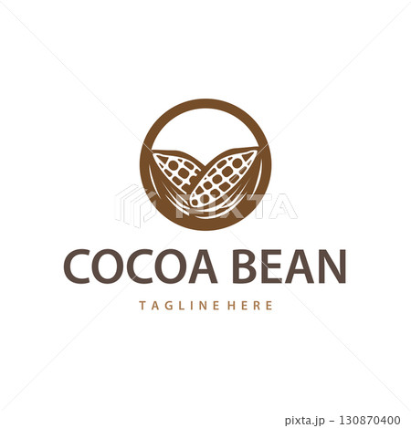 Cocoa bean logo design concept fruit chocolate drink silhouette and plantation symbol illustration icon template vector design Cocoa bean logo design concept fruit chocolate drink silhouette and plantation symbol illustration icon template vector design 130870400