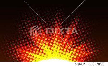 Halftone Golden Rays Rising on Dark Background, Png Ready, Vector Illustration Halftone Golden Rays Rising on Dark Background, Png Ready, Vector Illustration 130870498