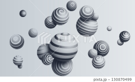 Halftone Decorative Balls 3D, PNG Ready, Vector Illustration Halftone Decorative Balls 3D, PNG Ready, Vector Illustration 130870499