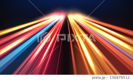 Colorful Light Trails, Long Time Exposure Motion Blur Effect, Vector Illustration 130870512