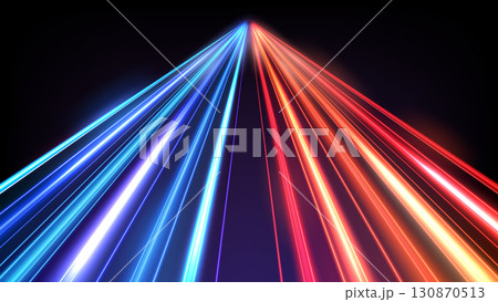 Colorful Light Trails, Long Time Exposure Motion Blur Effect, Vector Illustration 130870513