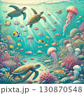 カラフルな珊瑚とソフトコーラルの群れ 130870548