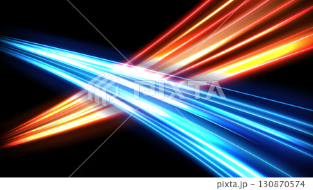 Colorful Light Trails, Long Time Exposure Motion Blur Effect, Vector Illustration 130870574