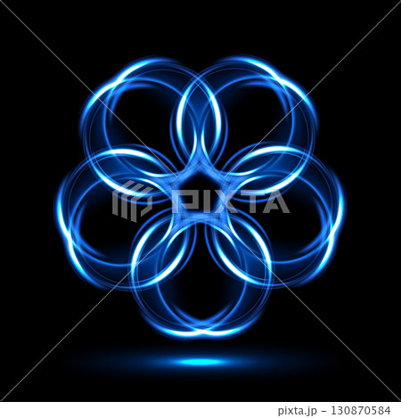 Collection of Blue Light Circles Forming A Pentagon, Vector Illustration 130870584