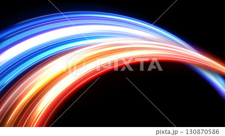 Colorful Light Trails, Long Time Exposure Motion Blur Effect, Vector Illustration 130870586