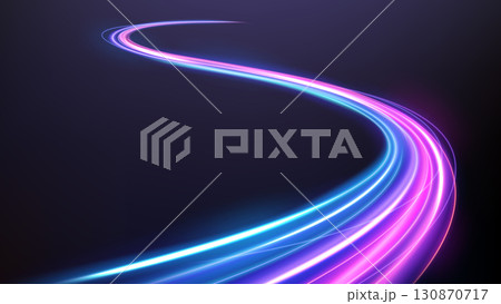 Colorful Light Trails, Long Time Exposure Motion Blur Effect, Vector Illustration 130870717