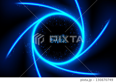 Blue Twirl Light Circle Effect on Dark...のイラスト素材 [130870749] - PIXTA