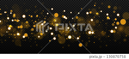 Gold Particles, Blurred Sparks Wave Background, Vector Illustration 130870758