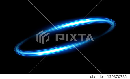 Blue Ring Light Effect Isolated on Dark Background, Vector Illustration 130870783