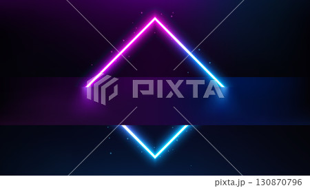 Square Neon Light, Sci Fi Portal on Floating Floor, Vector Illustration Square Neon Light, Sci Fi Portal on Floating Floor, Vector Illustration 130870796