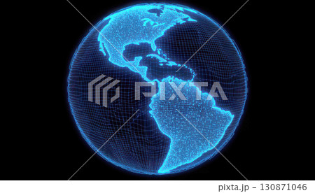3D representation of the Earth with a blue digital network. 130871046