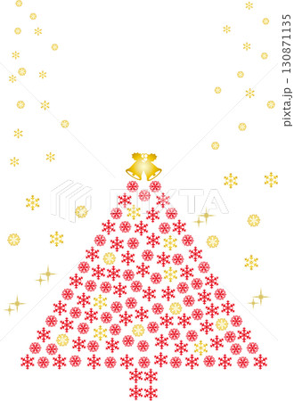 クリスマスイラスト<クリスマスツリーデザイン・雪の結晶> クリスマスイラスト<クリスマスツリーデザイン・雪の結晶> 130871135