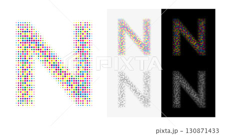 カラフルなドット文字N、アイキャッチ画像　白バックのタグ 130871433