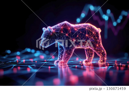Futuristic bear hologram with abstract technology background. 130871459