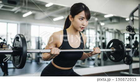 筋トレをする若い女性 130872015